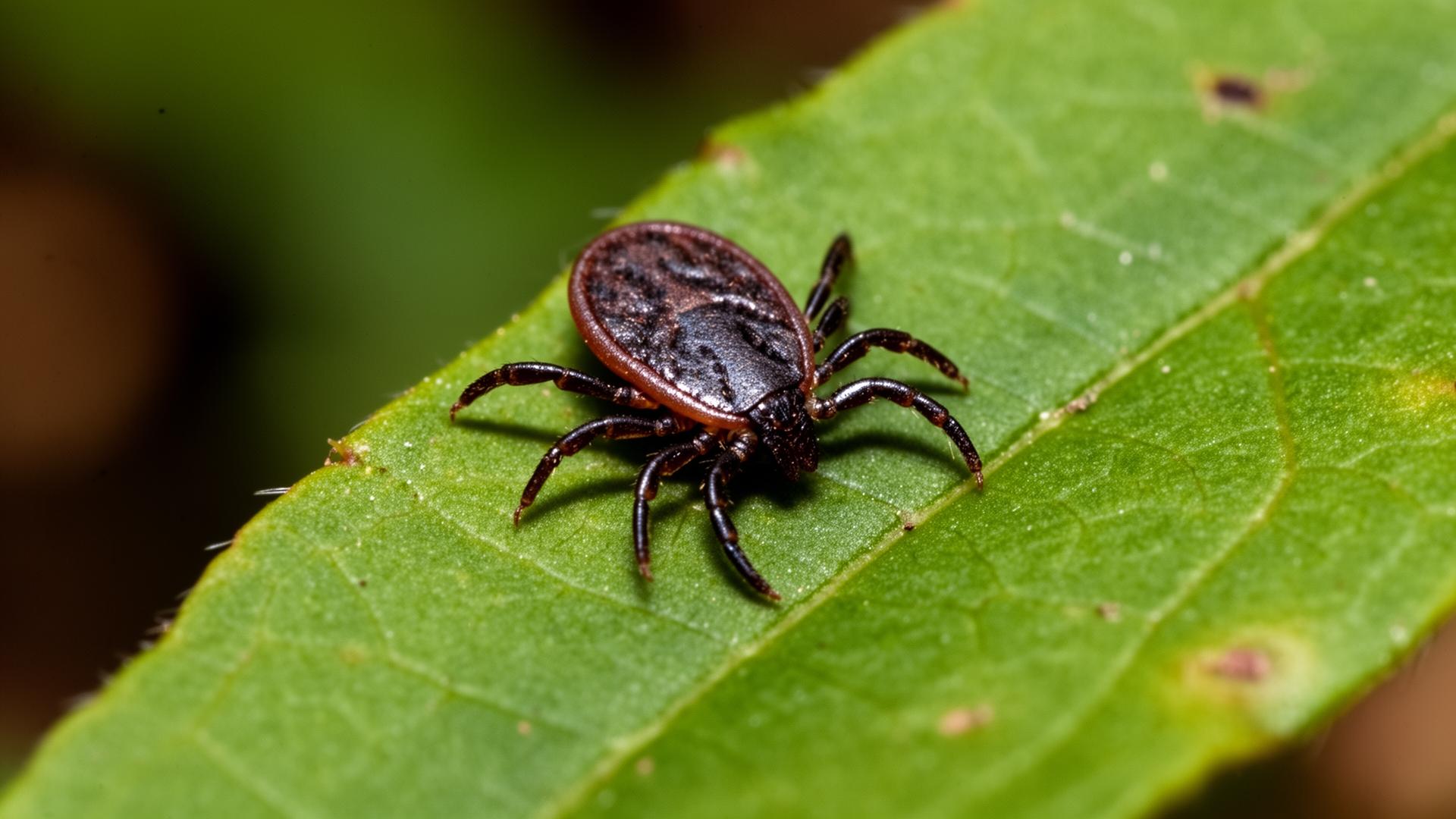 Tique commune sur une feuille — risque de maladie de Lyme aux États-Unis